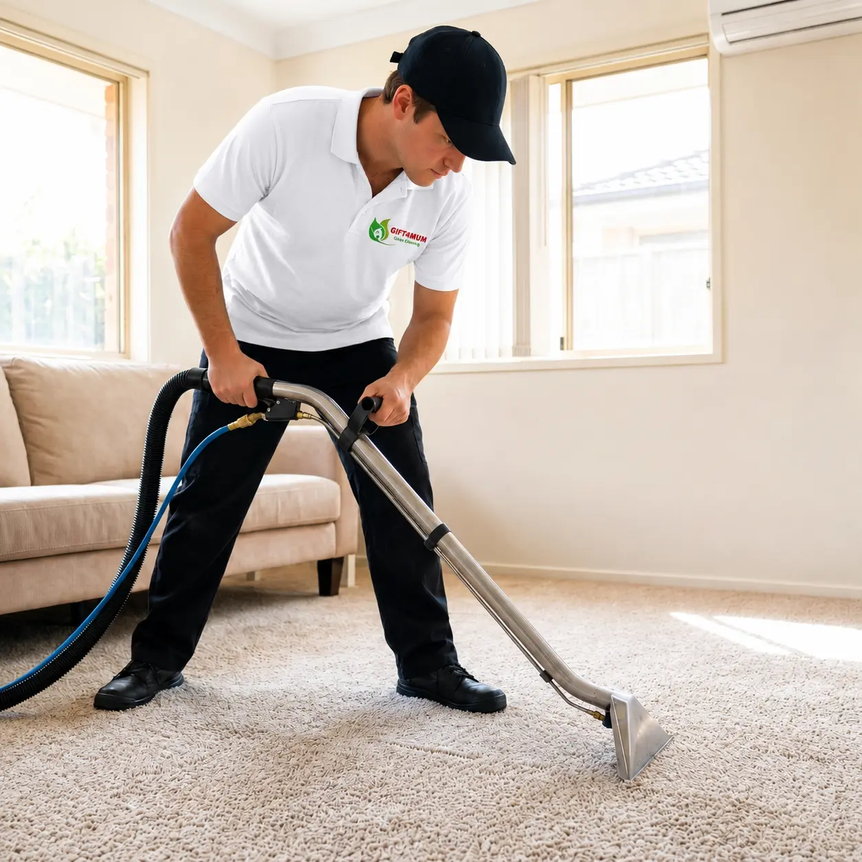Professional cleaner in home