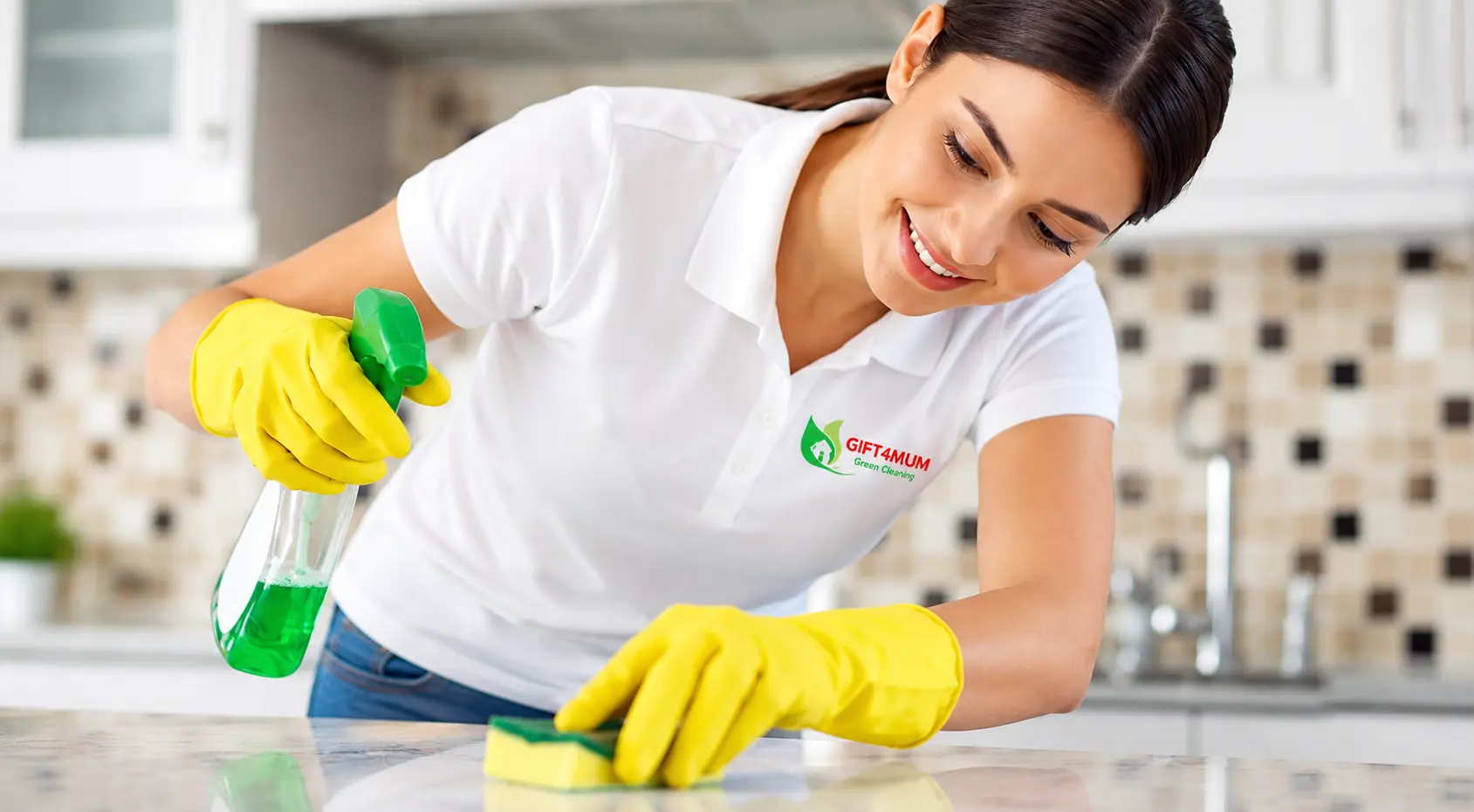 Professional cleaner in home