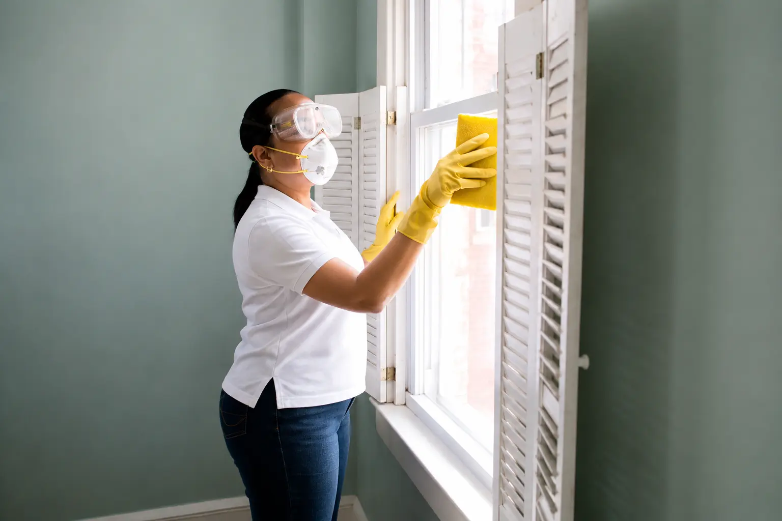 Professional cleaner in home
